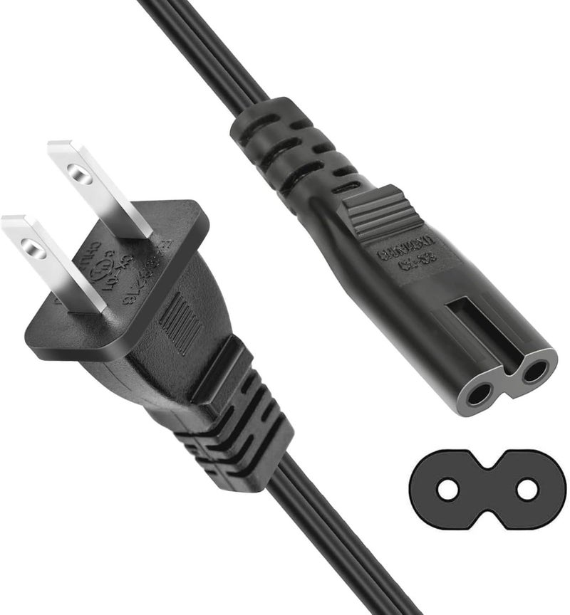 ienza AC Power Cord/Cable (Two Prong / 2-Prong, 2-Pin) C8 Plug Replacement for PS5 / PS4 and Xbox (See Product Pictures/Details Before Buying) - Image 1